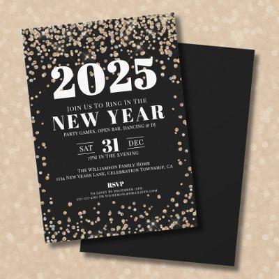 Black Gold New Year's Eve Party Invitation