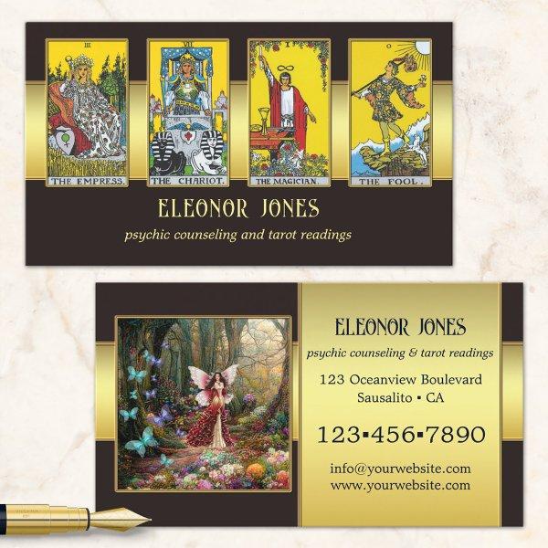 Black Gold Psychic Tarot Reader Photo Business Car