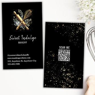 Black Gold QR Code Baking Utensil Bakery