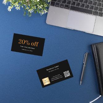 Black gold qr code logo business discount card