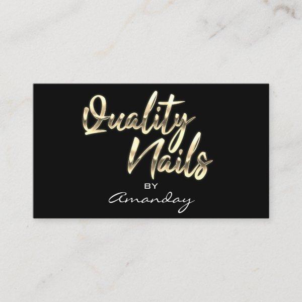Black Gold Quality Nails Script Frame QRCode Logo