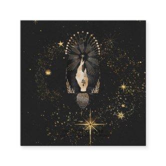 *~* Black Gold Rays Stars Mystic Hand Snake Square