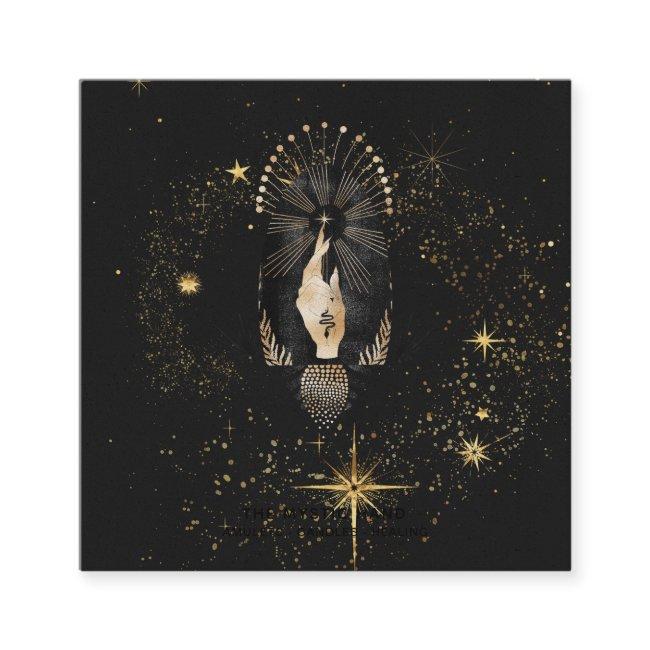 *~* Black Gold Rays Stars Mystic Hand Snake Square