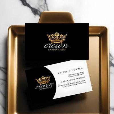 Black & Gold Royal Floral & Foliage Crown Logo