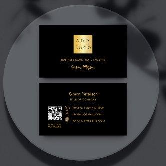 Black gold signature script QR code logo