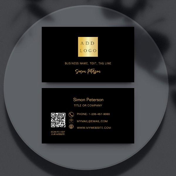 Black gold signature script QR code logo