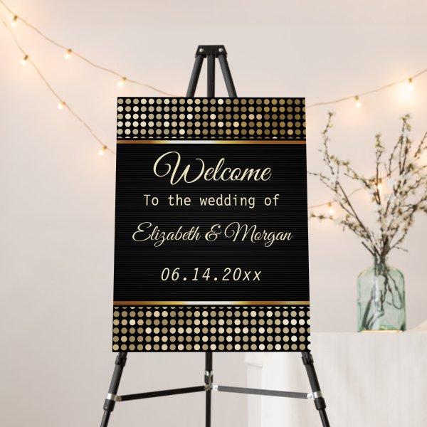Black Gold Wedding Welcome Elegant Script Classy  Foam Board