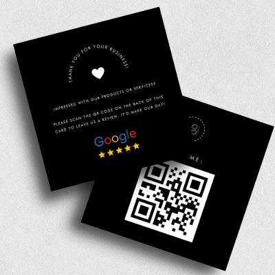 Black Google Reviews Custom Business Logo QR Code Square