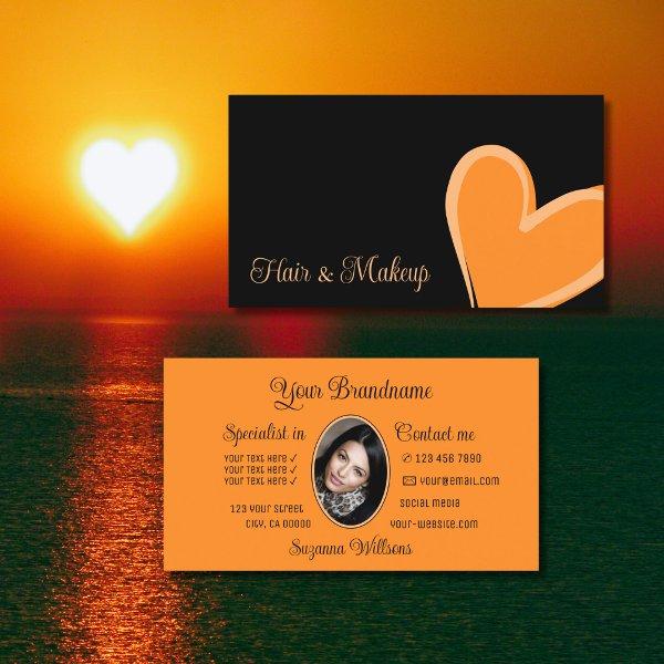Black Gorgeous Orange Heart Modern with Photo Cute