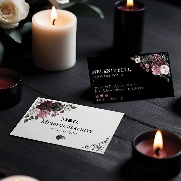 Black Gothic Watercolor Floral Holistic Wellness