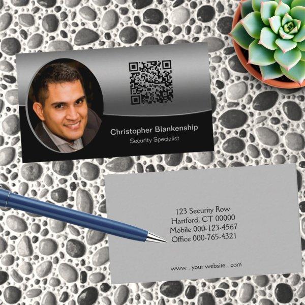 Black & Gray Custom Photo QR Code Professional