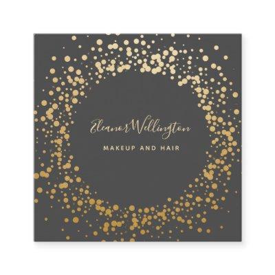 Black Gray Ombre Gold Confetti Dots Creative  Square