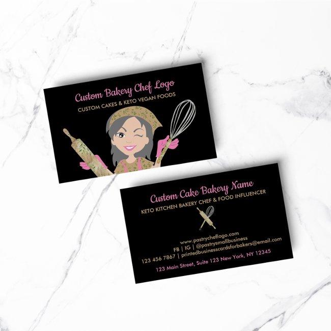 Black Grey Haired Bakery Chef Rustic Keto Food