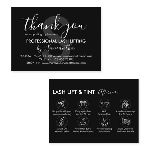 Black Grey Lash Lift Tint Aftercare Thank You