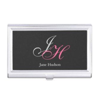 Black Grey Monogram Name Initial Letters Script  Case