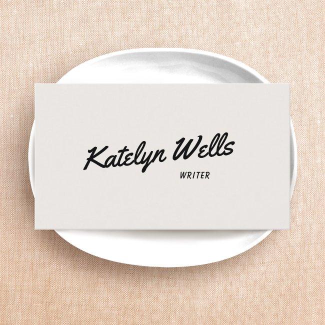 Black Handwritten Script Typography Off White
