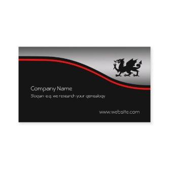 Black Heraldic Dragon, red swoosh, metallic-effect