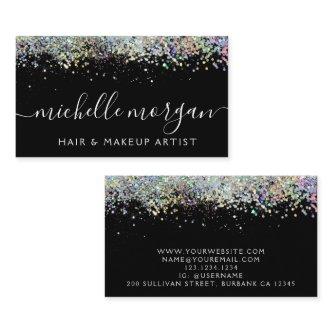 Black Holographic Glitter Hair & Makeup Calling Card