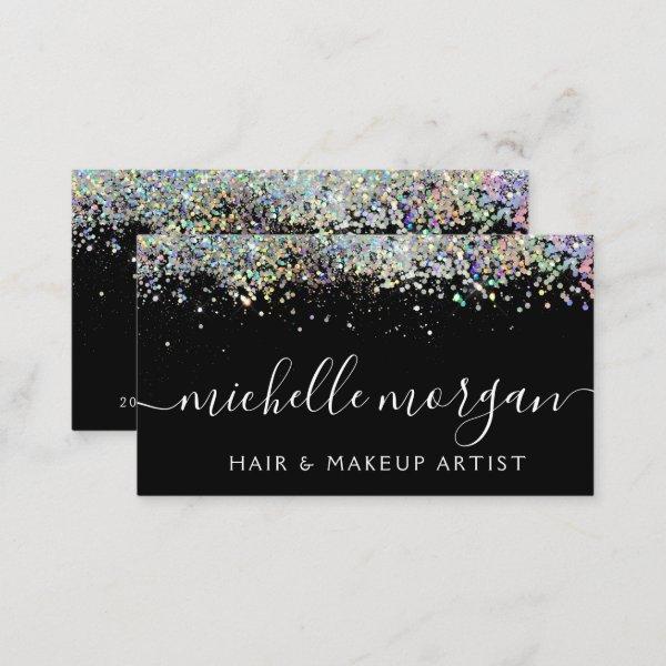 Black Holographic Glitter Hair & Makeup Calling Card
