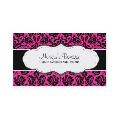 Black & Hot Pink Vintage Damask with border