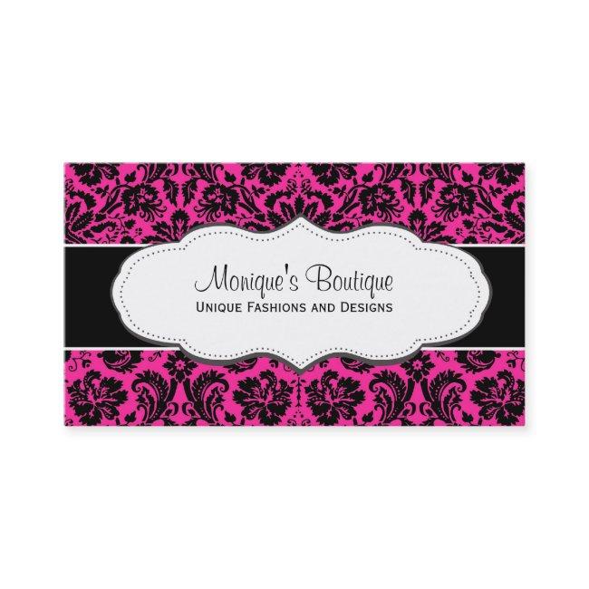 Black & Hot Pink Vintage Damask with border