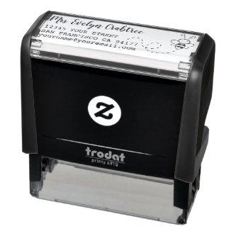 Black Ink Cute Bee Custom Name Return Address Self-inking Stamp