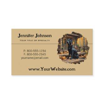 Black Labrador Retriever Log Cabin Autumn