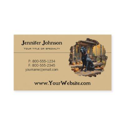 Black Labrador Retriever Log Cabin Autumn