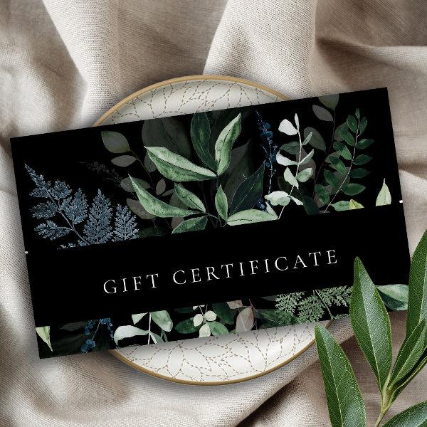 Black Leafy Tropical Foliage Fern Gift Certificate