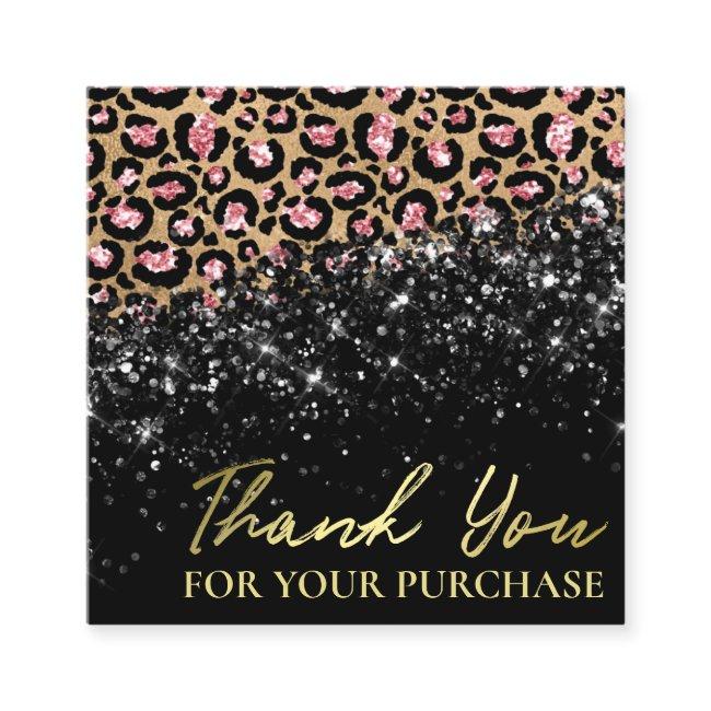 Black Leopard Print Thank You For Your Purchase Square