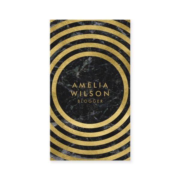 Black Marble Faux Gold Round Lines Social Media