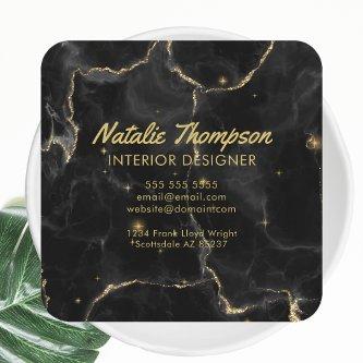 Black Marble Gold Glitter Elegant Front and Back Square