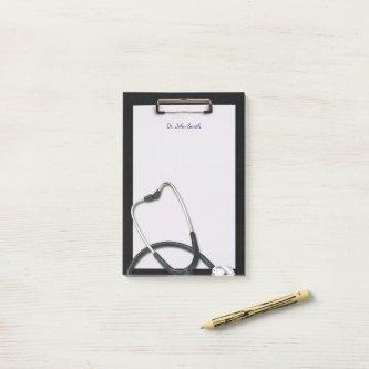 Black Medical Clipboard with Stethoscope Post-it Notes