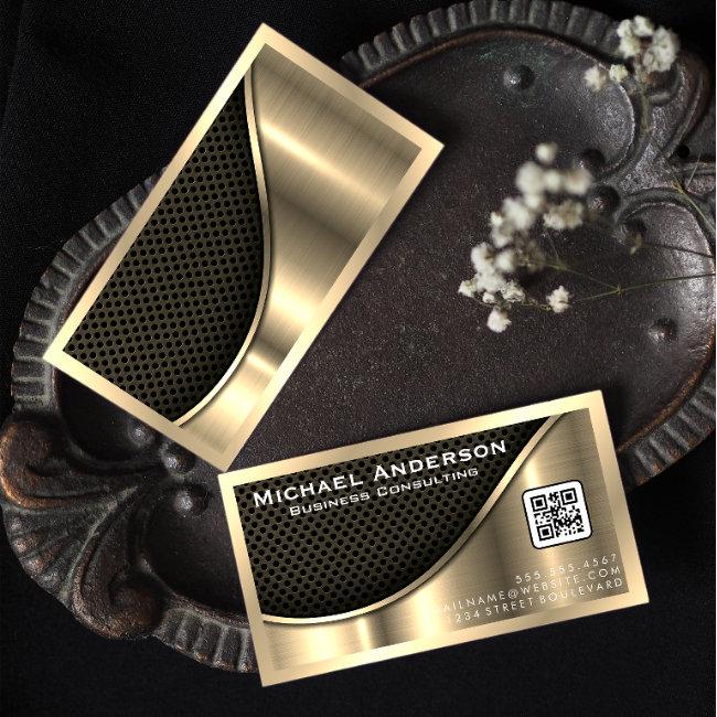 Black Mesh and Metallic Gold | QR Code