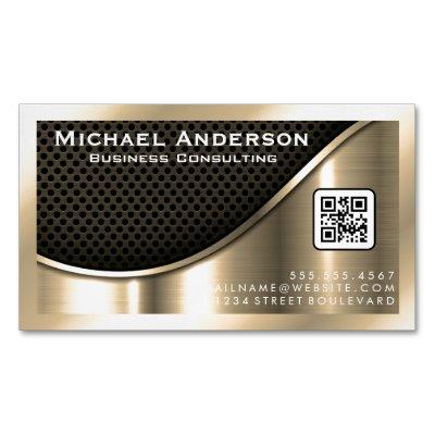 Black Mesh and Metallic Gold | QR Code  Magnet