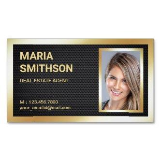 Black Mesh Gold Foil Real Estate Realtor Photo  Magnet