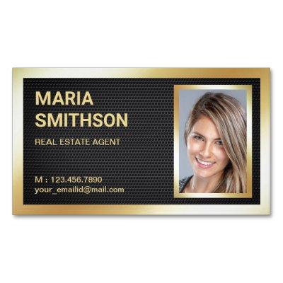 Black Mesh Gold Foil Real Estate Realtor Photo  Magnet