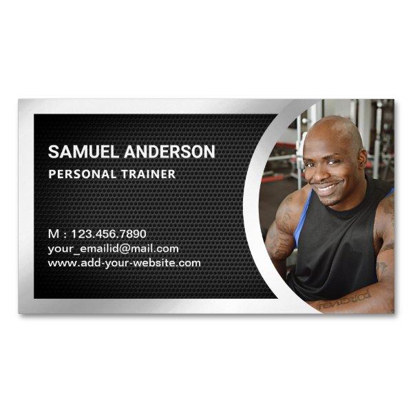 Black Mesh Silver Fitness Personal Trainer Photo  Magnet