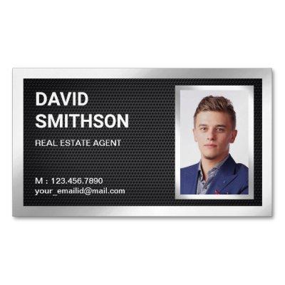 Black Mesh Silver Foil Real Estate Realtor Photo  Magnet