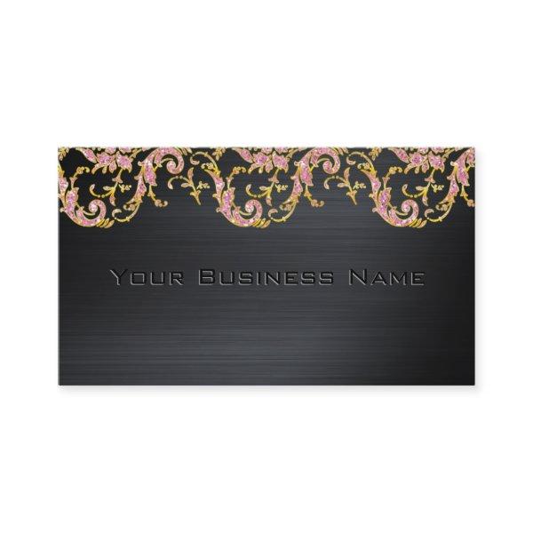 Black Metallic Pink Glitter  Damask  Corporate