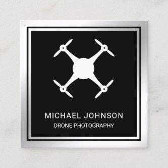 Black Metallic Steel Modern Drone Photography Square