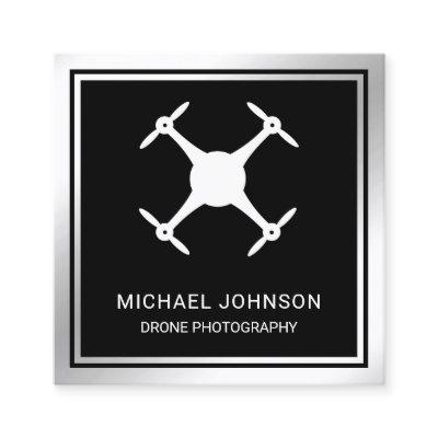 Black Metallic Steel Modern Drone Photography Square