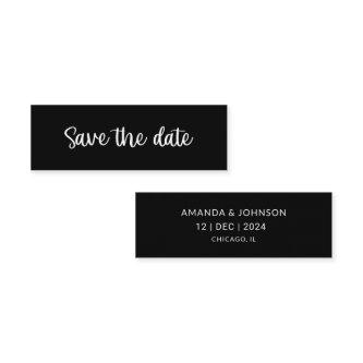 Black Minimal Wedding Save the Date Bookmark Card