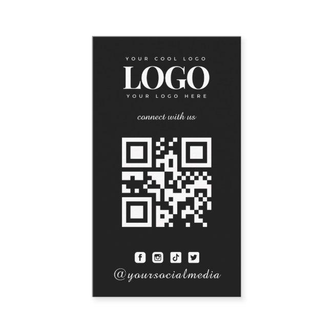 Black Minimalist Custom Logo QR Code &Social Media