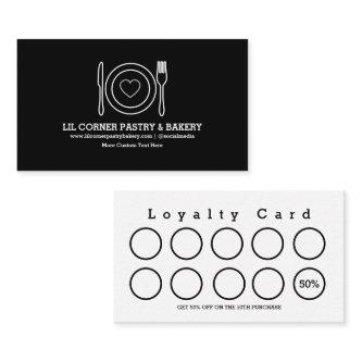 Black Minimalist Food Business Reward Loyalty Card