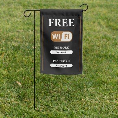 Black Minimalist Free Wifi Metal Garden Flag