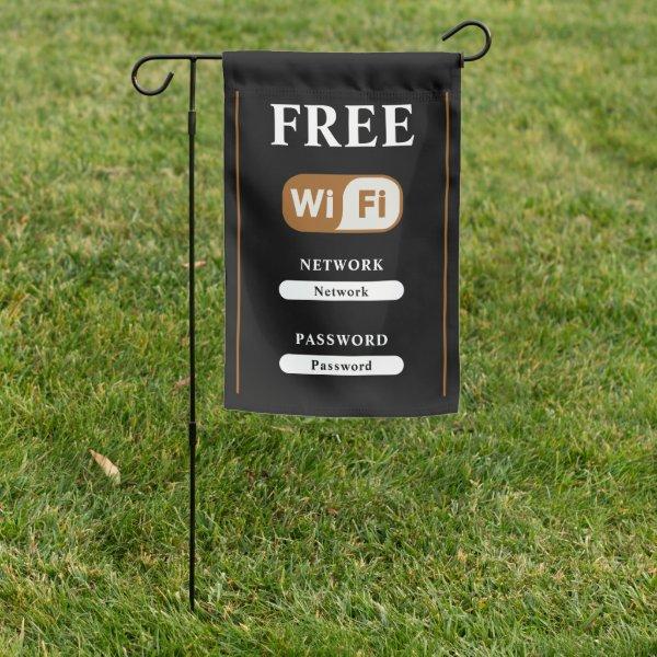Black Minimalist Free Wifi Metal Garden Flag