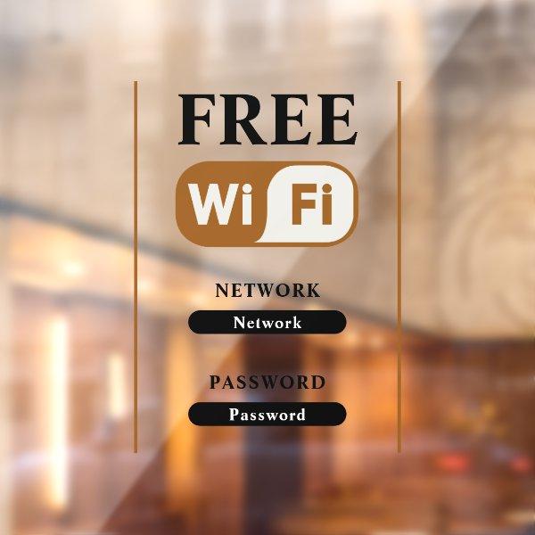 Black Minimalist Free Wifi Metal  Window Cling