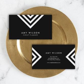 Black Minimalist White Chevron Geometric