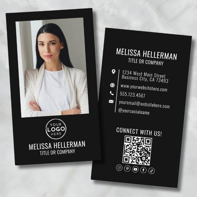 Black Modern Minimalist Photo QR Code Logo